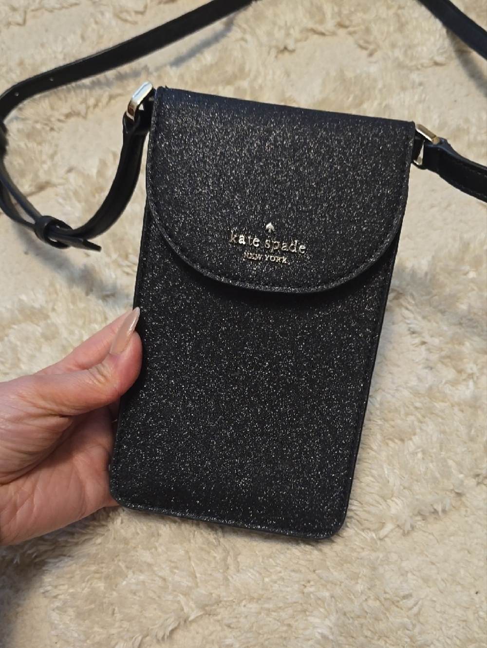 kate spade Black Glitter Crossbody Phone Pouch - Picture 4 of 4